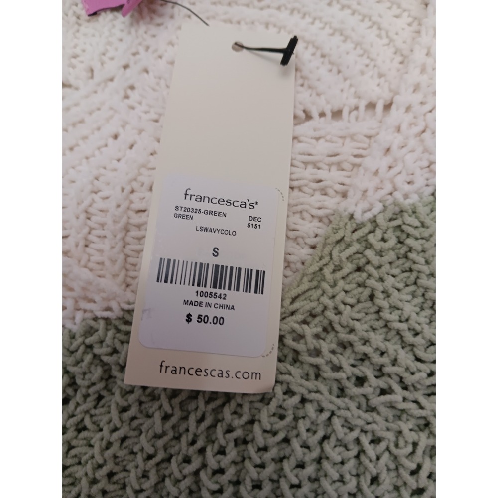 Mi Ami for Francescas Ombre Leaf Knit Crop Sweater Cream Green Size S - Picture 6 of 12